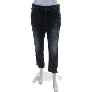 3x1 NYC Womens High Rise Skinny Leg Fray Hem Jeans Black Cotton Size 28